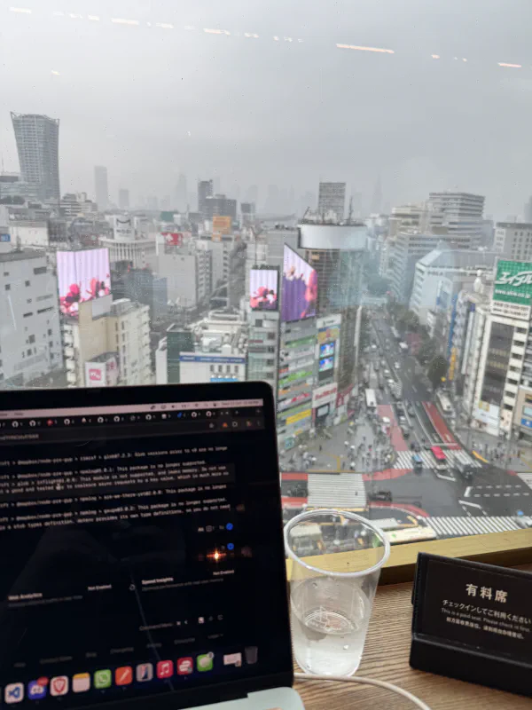 Working with a view of Shibuya Square